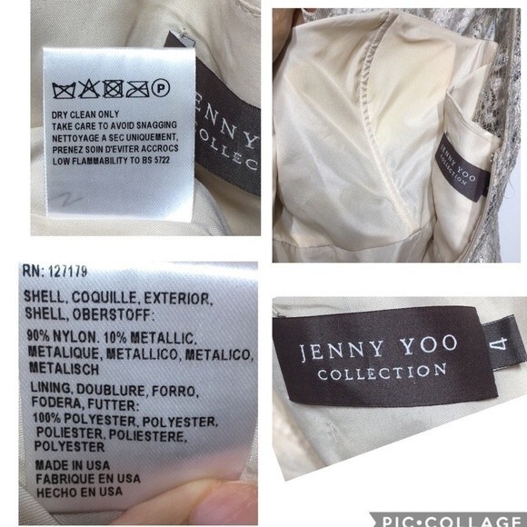 JENNY YOO  Harlow Metallic Lace Sheath Dress 4 - Picture 4 of 8